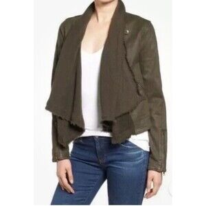 Free People Size 4 Drape Open Front Coated Denim Moto Jacket